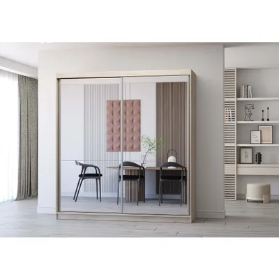 Produktbild von Schwebetürenschrank Kleiderschrank Schrank 203cm Sonoma Eiche/Weiß mit zwei Spiegeln Multi 20