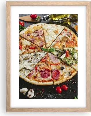 Produktbild von Gerahmtes Poster - Rahmen in heller Eiche - Pizza Käse Tomaten - 30x40 cm - Wand Bild - Wanddeko - Wandbilder - Wandposter - Bilderrahmen - Bilder - Kunstdruck - Wandbild - P2NPA30x40-4118