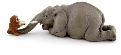 Produktbild von Miniatur Elefant mit Buch und Eule für den Garten