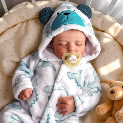 Produktbild von Reborn Puppe Junge 20 Zoll, schlafend, Stoffkörper, für Kinder