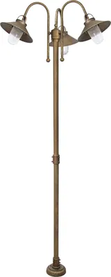 Produktbild von Wegeleuchte Messing Glas 210 cm hoch IP44 in Bronze Antik matt E27 3-flammig Maritim