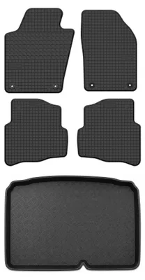 Productafbeelding van Rubberen automatten + kofferbakmat voor Skoda Fabia III 2014-2021 (hatchback) – 5-delig, zwart, op maat – Wielganizator