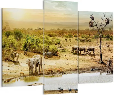 Produktbild von Bild auf Leinwand - Leinwandbild - Safari Tiere - 130x100cm - Wand Bild - Wanddeko - Wandbilder - Leinwanddruck - Bilder - Kunstdruck - Wanddekoration - Leinwand bilder - Wandkunst - CB130x100-3880