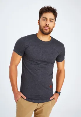 Produktbild von Leif Nelson Rundhals Herren T-Shirt Rundhals LN-8294, Anthrazit Melange / M