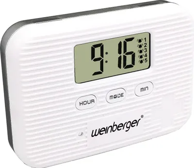 Produktbild von Weinberger Pillendose, Weiß, mit Vibrations- & Alarmfunktion, leicht, 90 x 65 x 20 mm, 6 Medikamentenfächer, für tägliche Medikamenteneinnahme & Reisen, inkl. Batterie