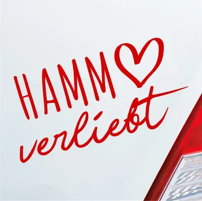 Produktbild von Auto Aufkleber Hamm verliebt Herz Stadt Heimat Liebe Car 19x10 cm Rot Sticker Heckscheibenaufkleber