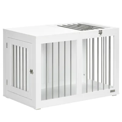 Obrázok produktu pre Klietka pre psov Pawhut PawHut - so stolíkom - biela - 80 x 50 x 56,5 cm