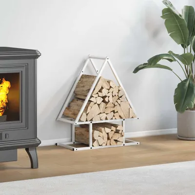 Produktbild von Brennholzregal Weiß 50x25x60 cm Kaltgewalzter Stahl, Kaminholzregale DesignMöbel