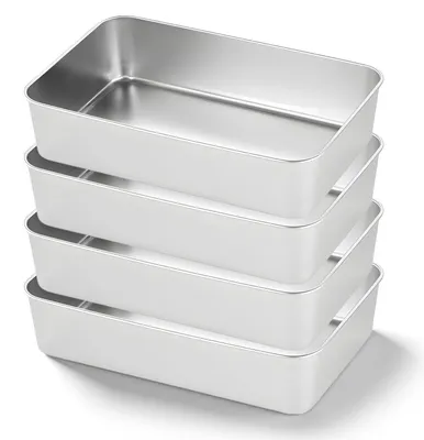 4er-Set Edelstahl-Backformen, 33x15x6,5 cm, rechteckig