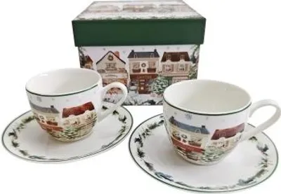 Zdjęcie produktu dla Porcelanowe filiżanki i spodki Christmas City 2