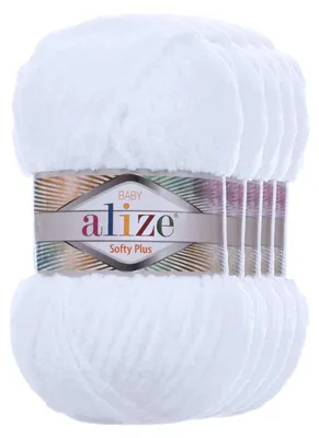 5 x 100g Kuschelgarn Alize Softy Plus Baby Babywolle weiß