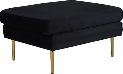 Image de FURNLUX Ottoman Boom Black Und Gold 90cm / Hauptfarbe : Schwarz / Abmessungen : 90 x 70 x 49 cm