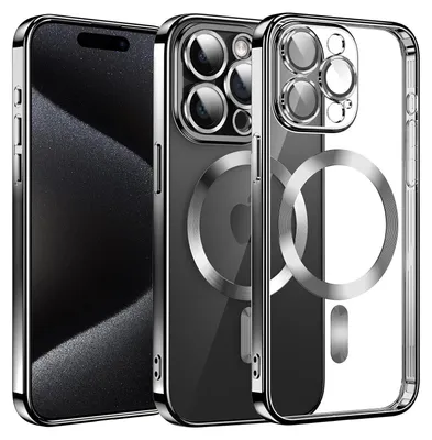 Immagine prodotto di Custodia per iPhone 15 Pro Max Protezione MagSafe Custodia in silicone Cover Titanio Nero