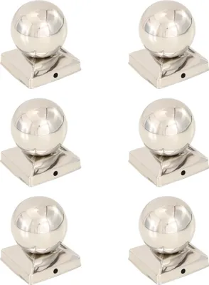Obrázek produktu pro Krytky na plotové sloupky 6 ks s koulí nerezová ocel 91 x 91 mm