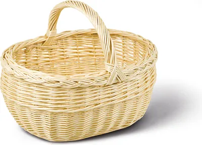 Produktbild von Handkorb hell, Vollweide, T46cm x B37cm x H22/34cm, Tragekorb, Weidenkorb