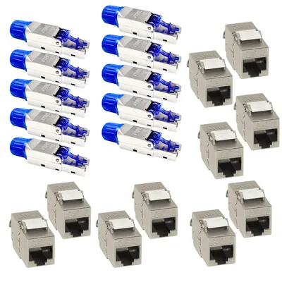 Produktbild von ARLI Cat8.1 10x Netzwerkstecker RJ45 Stecker + 10x Keystone Modul geschirmt - Werkzeuglose Montage