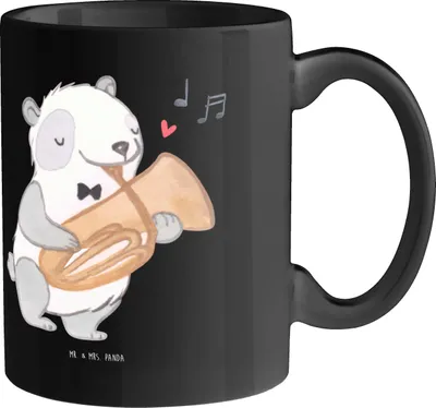 Produktbild von Mr. & Mrs. Panda Tasse Tenorhorn Witz - Schwarz - Geschenk, Brassband, Frühstückstasse, Musik, kaffeebecher keramik, Musiker, Instrument, Becher, Lernen, schöne
