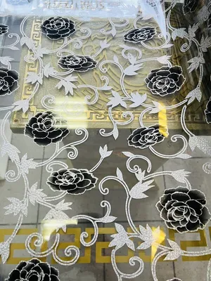 Produktbild von Tischfolie mit Blumen Muster- Maß nach Wunsch - Transparent Klar Tischdecke Tischschutz Schutzfolie Abwaschbar weich PVC 80cm (80 x 120 cm + Toleranz)