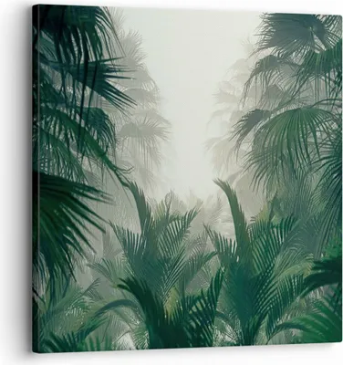 Produktbild von Bild auf Leinwand - Leinwandbild - Einteilig - Dschungel Blätter Palmen - 30x30cm - Wand Bild - Wanddeko - Wandbilder - Leinwanddruck - Bilder - Wanddekoration - Leinwand bilder - AC30x30-4504