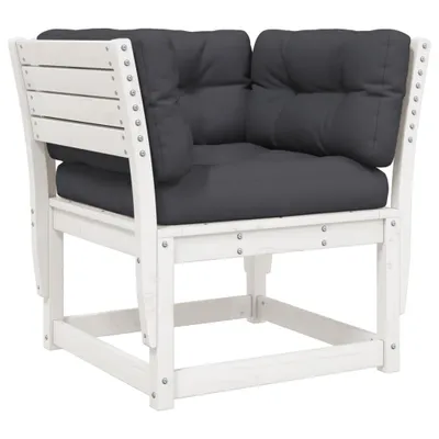 Produktbild von Gartensofa mit Armlehnen und Kissen Weiß Massivholz Kiefer