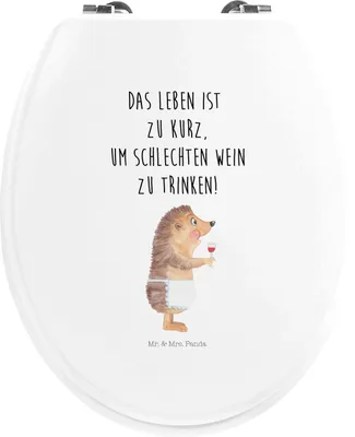 Produktbild von Mr. & Mrs. Panda Klo-Deckel Igel Wein - Weiß - Geschenk, WC Sitz, Gute Laune, Weißwein, Rotwein, klo deckel, trinken, Weinliebhaber, WC-Sitz, Klobrille, Weinglas