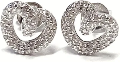 Produktbild von funkelnde Ohrstecker Herz 925 Silber rhod mit Zirkonia