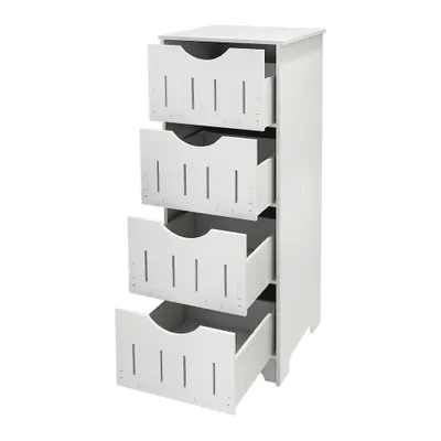 Produktbild von Badezimmerschrank Kommode Badschrank mit 4 Schublade 82x30x30cm Weiß