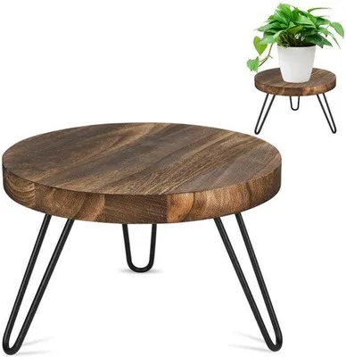 Produktbild von Pflanzen Standard Holz, Blumen Standard Holz, rund, hohe Belastung, Blumenhocker mit 3 Beinen, Pflanzenhocker, dekorative Hocker, Blumen Standard, Pflanzen Standard für Zuhause, Garten, Innen-und