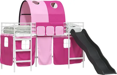 Immagine prodotto di Letto a castello per bambini vidaXL bianco e rosa 100 x 190 cm in metallo