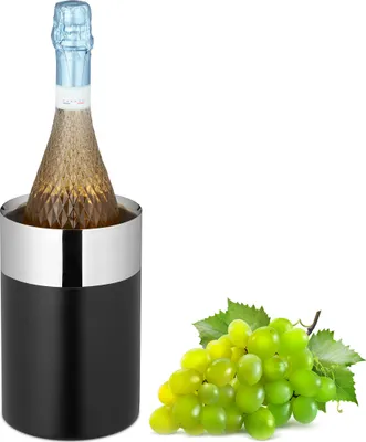 Produktbild von relaxdays Černá chladnička na víno z nerezové oceli