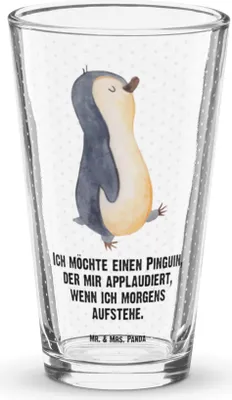 Produktbild von Mr. & Mrs. Panda Glas Pinguin marschieren - Transparent - Geschenk, Cocktailglas, Aufstehen, Longdrinkglas, Familie, Pinguine, Unausgeschlafen, Wasserglas, Bierglas