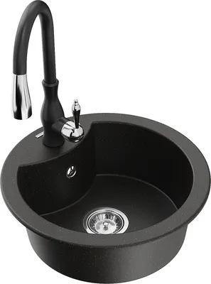 Produktbild von Mexen Diego 1-Becken-Granit-Spüle mit Mischbatterie Savita, Schwarz/Gold metallisch - 6512-75-672601-70