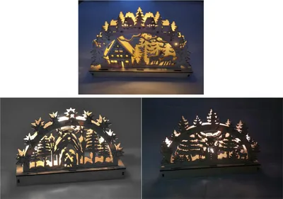 Produktbild von Holz-Schwibbogen 5 LEDs Lichterbogen Weihnachtsdeko Fensterdeko Adventsdeko