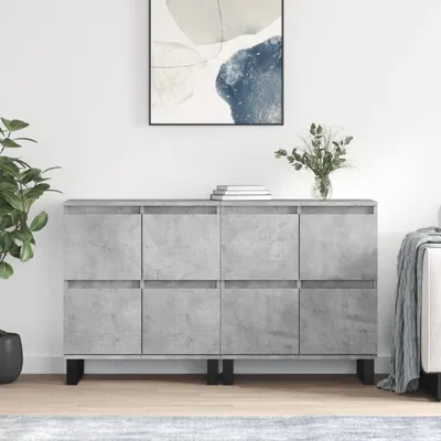 Produktbild von The Living Store Sideboards 2 Stk. Betongrau Holzwerkstoff