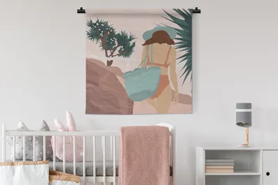Produktbild von MuchoWow® Wandteppich Wandbehang Sommer - Frauen - Kleidung 90x90 cm Tapisserie Dekoration Wandtuch - Wandaufhänger