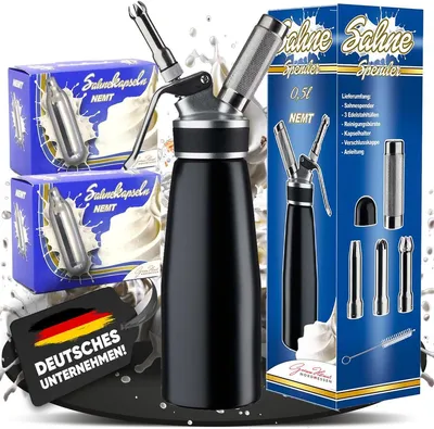 Produktbild von NEMT Sahnespender 0,5 L Sahnesiphon schwarz + 20 Sahnekapseln 500 ML