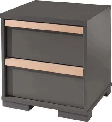 Image de Table de nuit Vipack London 2 tiroirs bois anthracite