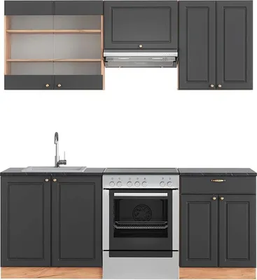 Produktbild von Küchenzeile Vicco Fame-Line Anthrazit Landhaus/Goldkraft Eiche 200 cm , AP Anthrazit, Model 42198