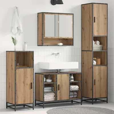 Immagine prodotto di Maison Exclusive - Set di mobili da bagno, 3 pezzi, legno effetto rovere artigianale, 35 x 37,5 x 188,5 cm