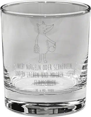 Produktbild von Mr. & Mrs. Panda gravur glas Fuchs Laterne - Transparent - Geschenk, Positiv, Füchse, Trinkglas, Laternenumzug, für Gin, Longdrinkglas, Optimistisch, Sankt Martin