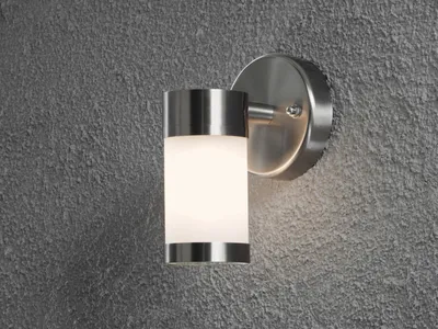 Produktbild von LED Edelstahl Außenwandleuchte mit Opalglas zur Fassadenbeleuchtung, Balkonlampe