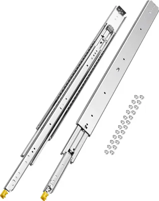 Produktbild von VEVOR 1 Paar Schubladenschienen mit Vollauszug 1016 mm, 226 kg Tragkraft, Schubladenführungen, Doppelverriegelungsdesign, seitlich montierte Teleskopschienen für Regale, Schränke, Industrieschubladen