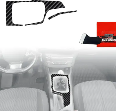 Image de Films de protection 2 en 1 pour la console centrale - Peugeot 308 Break (2013-2021) - Aspect carbone brillant - Grizz Protector