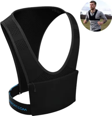 Produktbild von Laufweste schwarz,verstellbar,wasserdicht,BrusttascheReflektierend Sportweste mit Schlüsseltasche und Handytasche