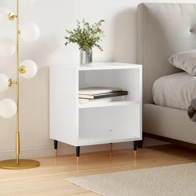 Obrázek produktu pro vidaXL Noční stolek vysoký lesk bílý 40x30x50 cm Dřevěný materiál
