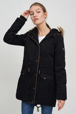 Produktbild von OXMO OXAnna Damen Winterparka Parka Mantel mit Fellkapuze und Teddy-Futter