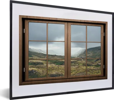Produktbild von MuchoWow® MuchoWow® Gerahmtes Poster Durchblick - Wolken - Berge 40x30 cm - Poster mit zchwarzem Bilderrahmen - Bilderrahmen - Poster im Rahmen
