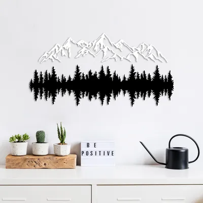 Obrázok produktu pre Wallity, Príroda a hory - 16, Dekoratívna palička z kovu, 100 % METALL, Schwarz, 62 x 14 cm