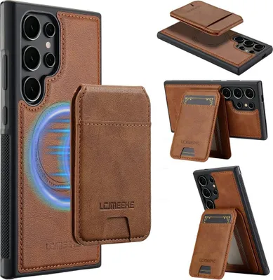 Produktbild von Samsung Galaxy S26 Ultra Hülle - LC.IMEEKE L3 - Leather Back Cover mit Kartenhalter - MagSafe Compatible - Braun