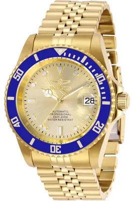 Obrázek produktu pro Invicta Pro Diver 29185 Pánské Hodinky - Automatické Hnutí - Nerezová Ocel s Zlatým Ciferníkem - 42 mm